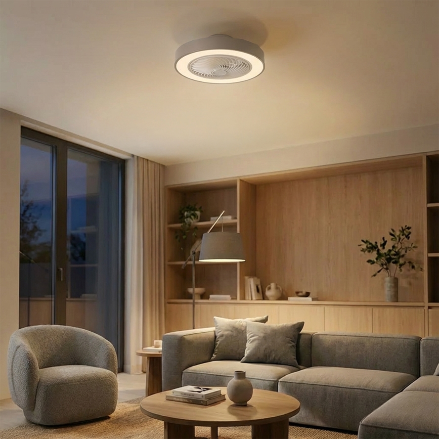 Brilagi - Hämardatav LED-laelamp ventilaatoriga LED/38W/230V 3000-6500K 3000-6500K läbimõõt 50 cm hall + kaugjuhtimispult