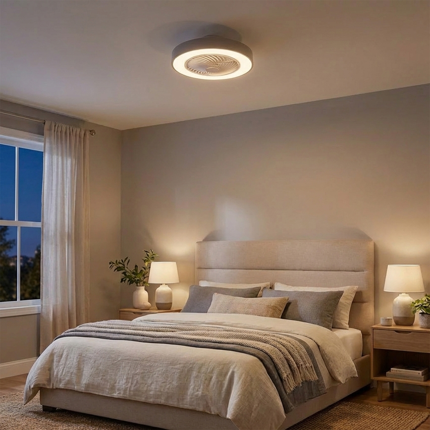 Brilagi - Hämardatav LED-laelamp ventilaatoriga LED/38W/230V 3000-6500K 3000-6500K läbimõõt 50 cm hall + kaugjuhtimispult