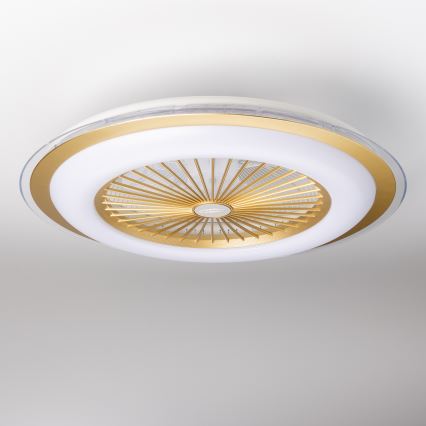 Brilagi - LED Hämardatav laevalgusti ventilaatoriga RONDA LED/48W/230V 3000-600K kuldne + kaugjuhtimispult