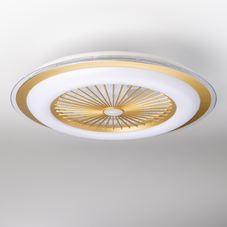 Brilagi - LED Hämardatav laevalgusti ventilaatoriga RONDA LED/48W/230V 3000-600K kuldne + kaugjuhtimispult