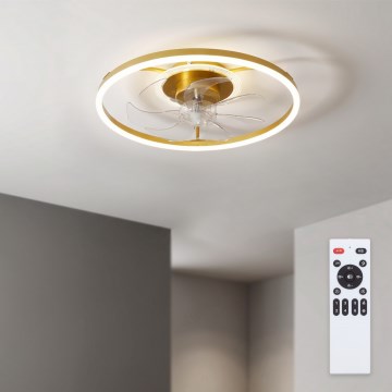 Brilagi - LED-hämardatav laeventilaator, 66 W, 230 V, 3000–6500 K, Ø 55 cm, valge/kuldne + kaugjuhtimispult