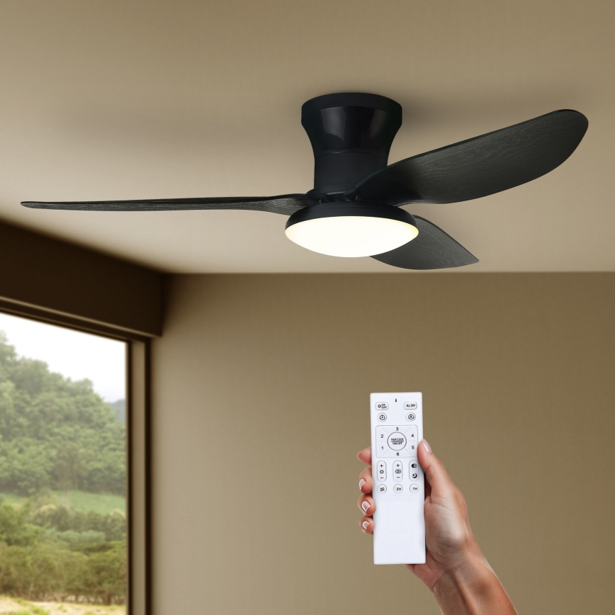 Brilagi - LED Hämardatav laeventilaator LED/30W/230V 3000-6500K must + kaugjuhtimispult