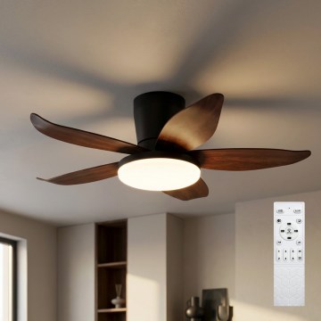 Brilagi - LED-hämardatav laeventilaator LED/32W/230V 3000–6500K, läbimõõt 95 cm, must/pruun + kaugjuhtimispult