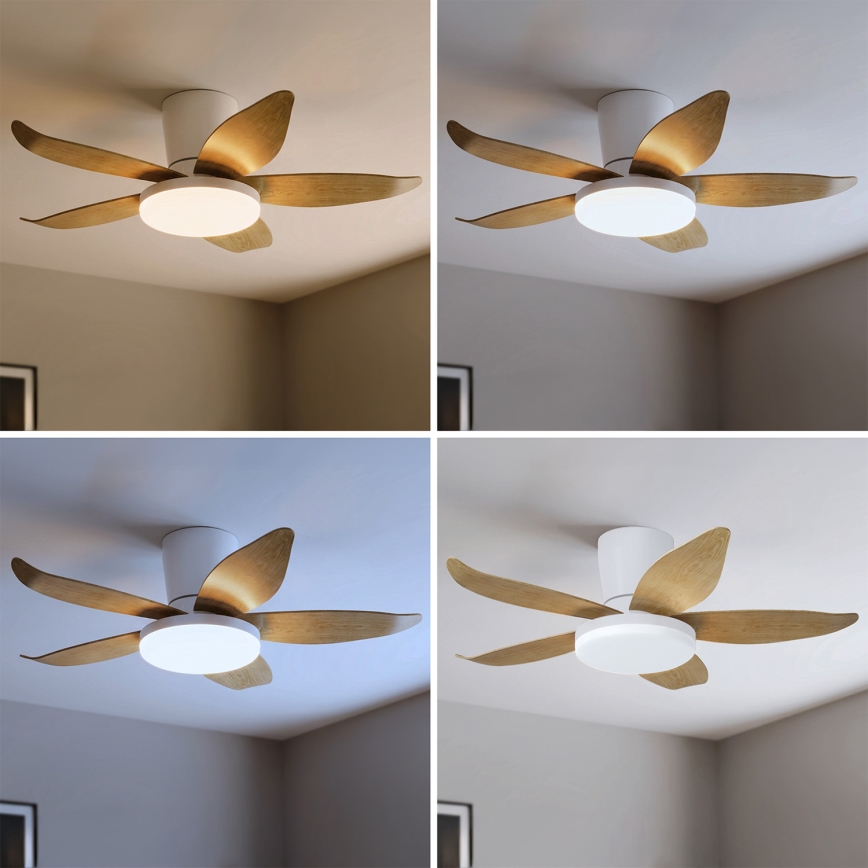 Brilagi - Hämardatav LED-laeventilaator LED/32W/230V 95 cm valge/pruun + kaugjuhtimispult