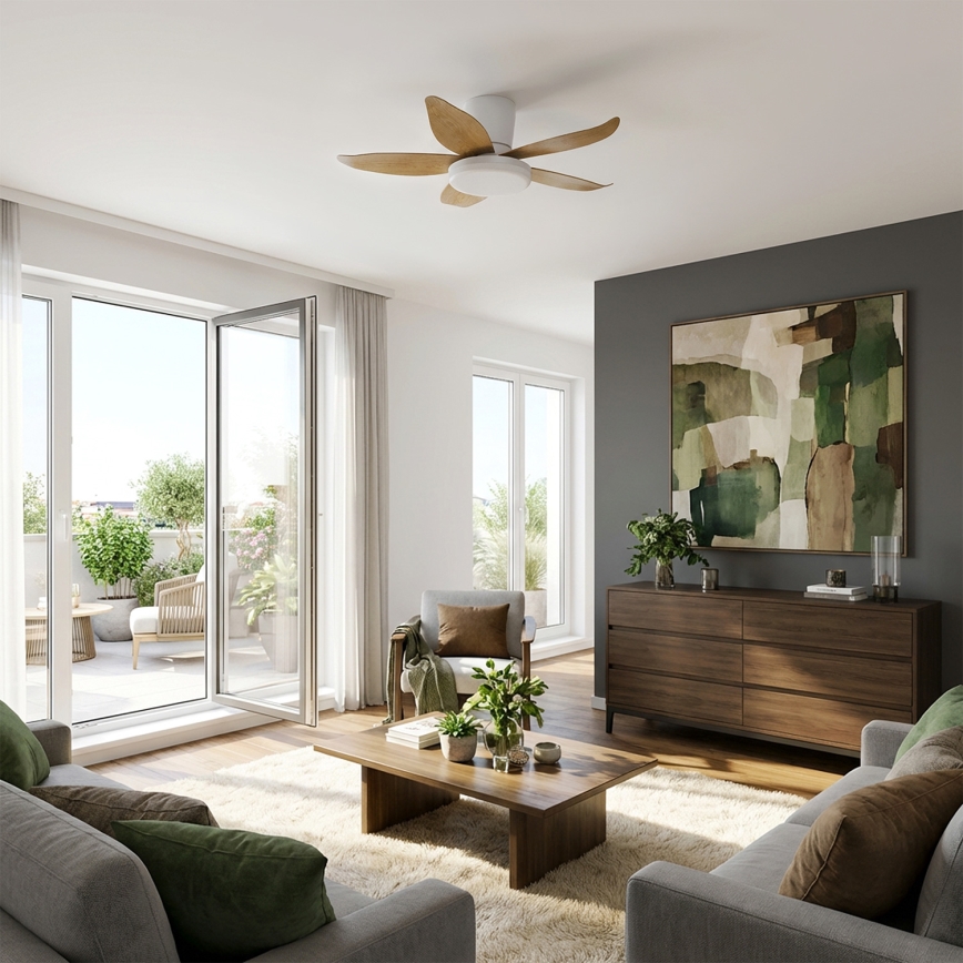 Brilagi - Hämardatav LED-laeventilaator LED/32W/230V 95 cm valge/pruun + kaugjuhtimispult