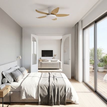 Brilagi - Hämardatav LED-laeventilaator LED/32W/230V 95 cm valge/pruun + kaugjuhtimispult