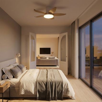 Brilagi - Hämardatav LED-laeventilaator LED/32W/230V 95 cm valge/pruun + kaugjuhtimispult