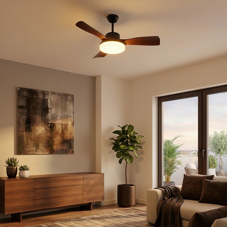 Brilagi - Hämardatav LED-laeventilaator LED/34W/230V 106 cm must/pruun + kaugjuhtimispult