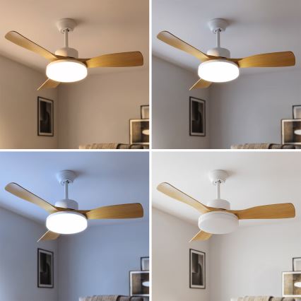 Brilagi - hämardatav LED-laeventilaator LED/34W/230V 106 cm valge/pruun + kaugjuhtimispult