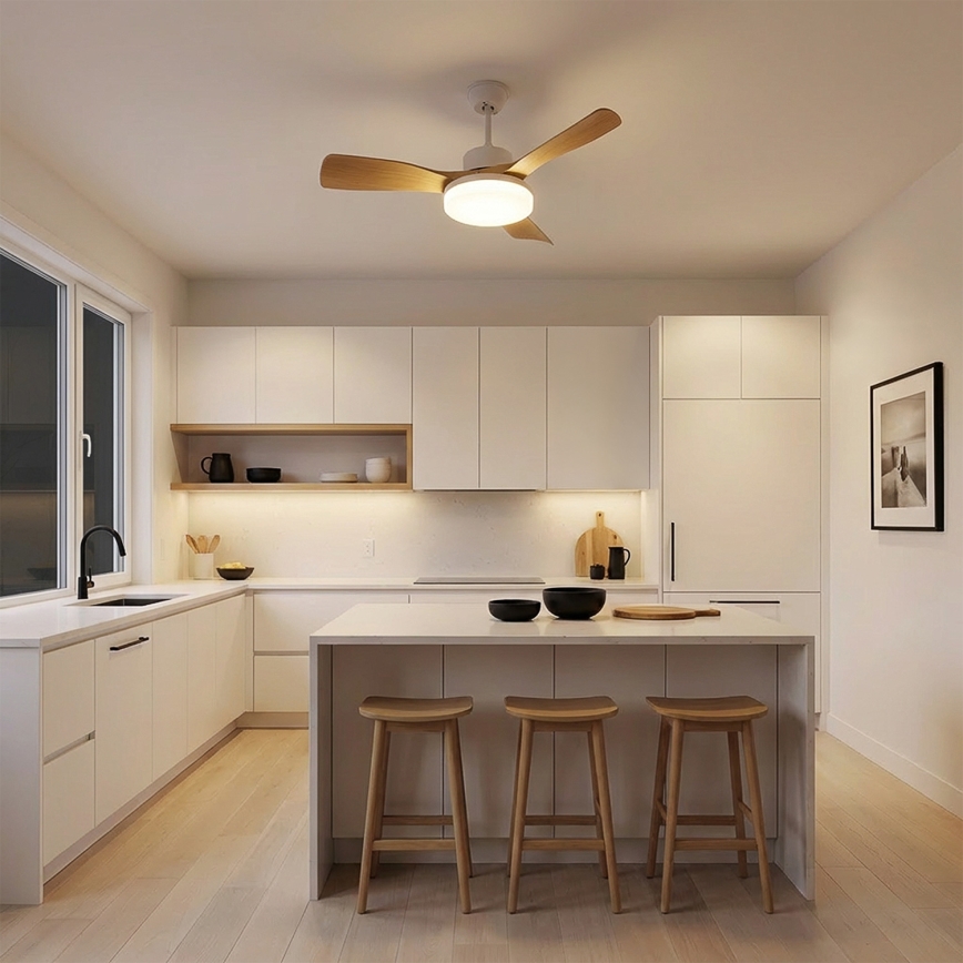 Brilagi - hämardatav LED-laeventilaator LED/34W/230V 106 cm valge/pruun + kaugjuhtimispult