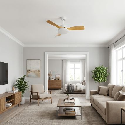 Brilagi - hämardatav LED-laeventilaator LED/34W/230V 106 cm valge/pruun + kaugjuhtimispult