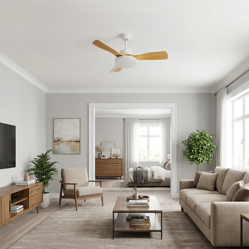 Brilagi - hämardatav LED-laeventilaator LED/34W/230V 106 cm valge/pruun + kaugjuhtimispult