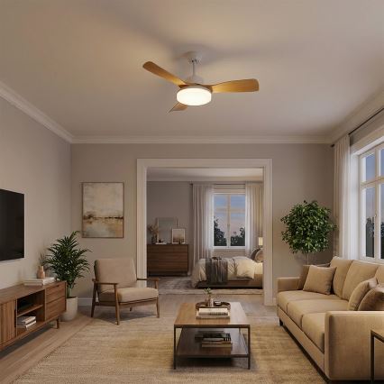 Brilagi - hämardatav LED-laeventilaator LED/34W/230V 106 cm valge/pruun + kaugjuhtimispult