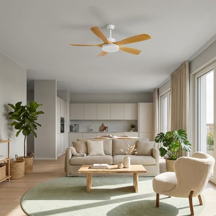 Brilagi - hämardatav LED laeventilaator LED/34W/230V 132 cm valge/pruun + kaugjuhtimispult