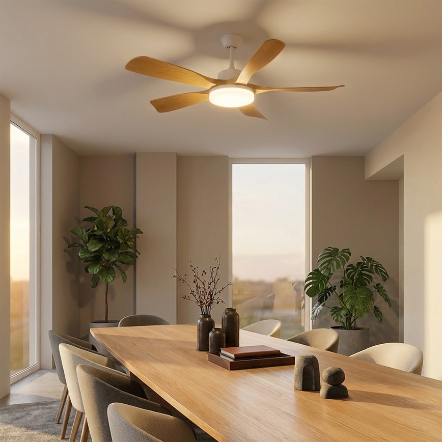 Brilagi - hämardatav LED laeventilaator LED/34W/230V 132 cm valge/pruun + kaugjuhtimispult