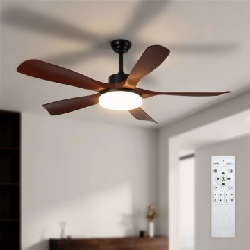 Brilagi - LED-hämardatav laeventilaator LED/34W/230V 3000-6500K läbimõõt 132 cm must/pruun + kaugjuhtimispult
