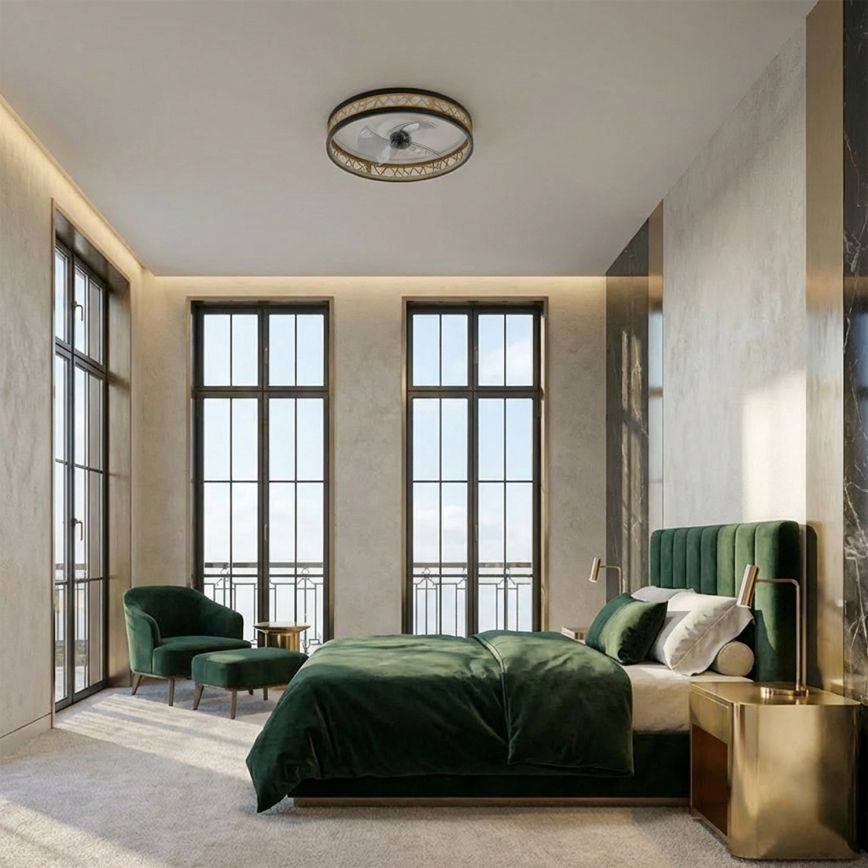 Brilagi - LED-hämardatav laeventilaator LED/34W/230V 50 cm must/kuldne + kaugjuhtimispult