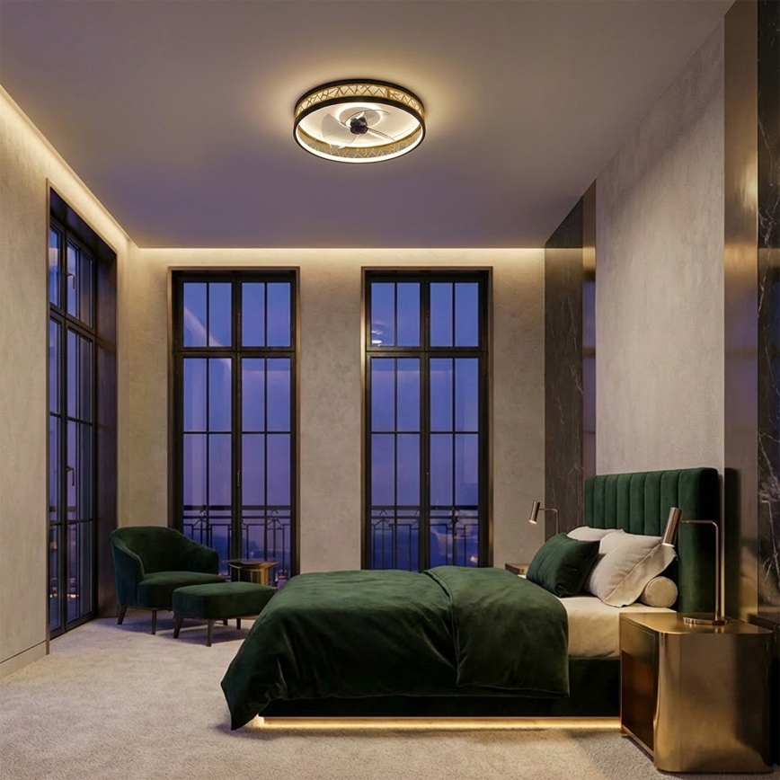 Brilagi - LED-hämardatav laeventilaator LED/34W/230V 50 cm must/kuldne + kaugjuhtimispult