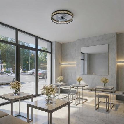 Brilagi - LED-hämardatav laeventilaator LED/34W/230V 50 cm must/kuldne + kaugjuhtimispult