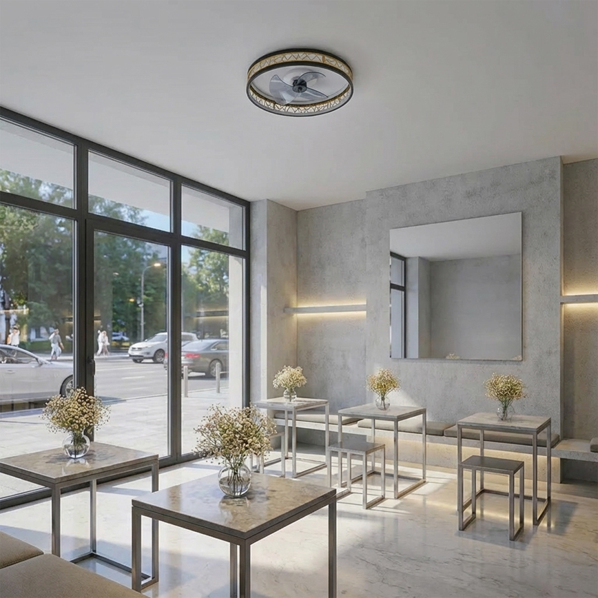 Brilagi - LED-hämardatav laeventilaator LED/34W/230V 50 cm must/kuldne + kaugjuhtimispult