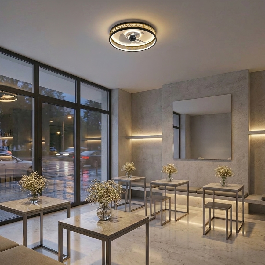 Brilagi - LED-hämardatav laeventilaator LED/34W/230V 50 cm must/kuldne + kaugjuhtimispult