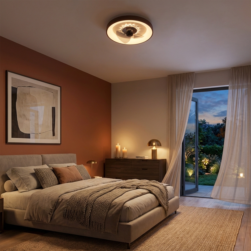 Brilagi - hämardatav LED-laeventilaator 34W/230V, Ø 46 cm, pruun + kaugjuhtimispult