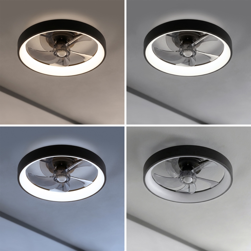 Brilagi - hämardatav laeventilaator LED/34W/230V, läbimõõt 50 cm, must + kaugjuhtimispult