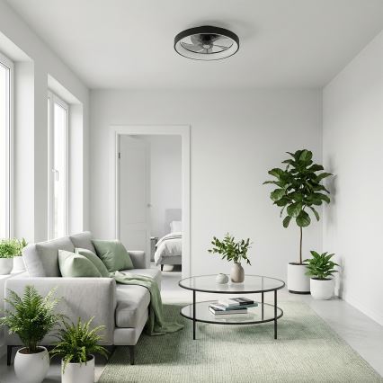 Brilagi - hämardatav laeventilaator LED/34W/230V, läbimõõt 50 cm, must + kaugjuhtimispult