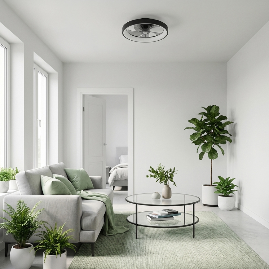 Brilagi - hämardatav laeventilaator LED/34W/230V, läbimõõt 50 cm, must + kaugjuhtimispult