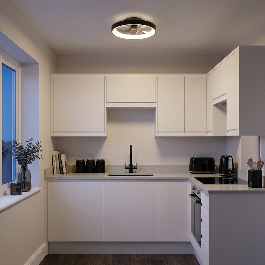 Brilagi - hämardatav laeventilaator LED/34W/230V, läbimõõt 50 cm, must + kaugjuhtimispult