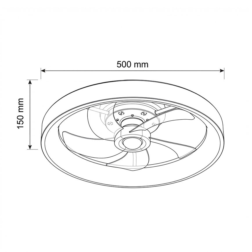 Brilagi - hämardatav laeventilaator LED/34W/230V, läbimõõt 50 cm, must + kaugjuhtimispult