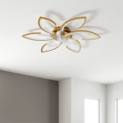 Brilagi - LED-hämardatav laeventilaator LED/34W/230V 3000-6500K läbimõõt 78 cm kuldne + kaugjuhtimispult