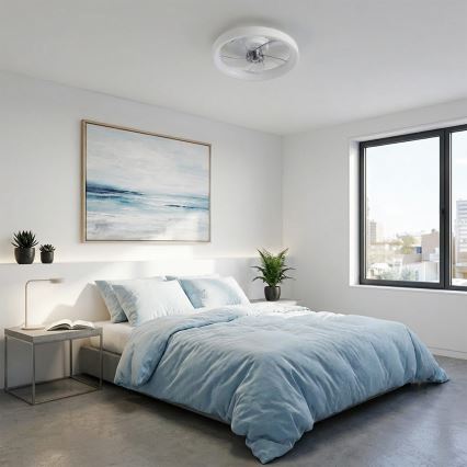 Brilagi - hämardatav LED-laeventilaator 34W/230V, läbimõõt 50 cm, valge + kaugjuhtimispult