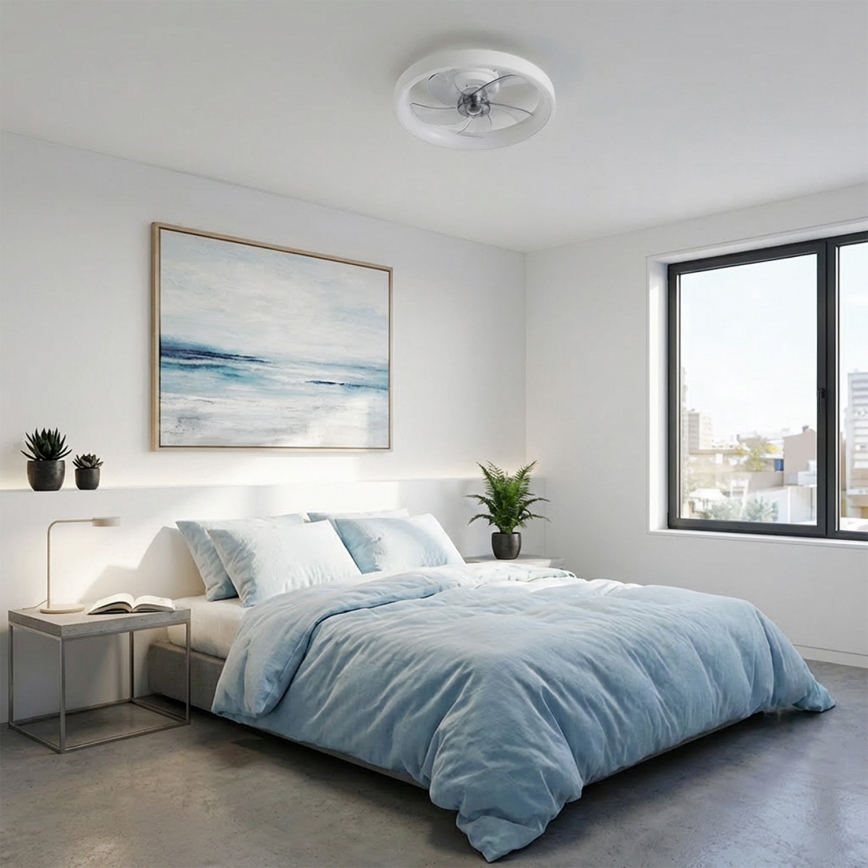 Brilagi - hämardatav LED-laeventilaator 34W/230V, läbimõõt 50 cm, valge + kaugjuhtimispult