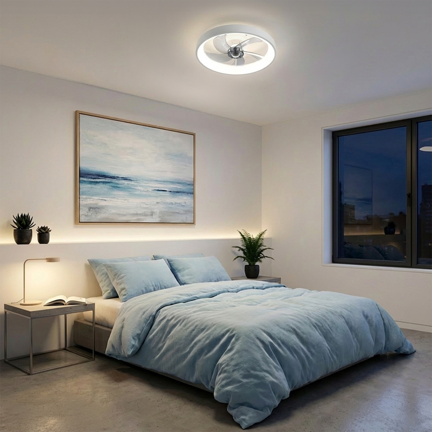 Brilagi - hämardatav LED-laeventilaator 34W/230V, läbimõõt 50 cm, valge + kaugjuhtimispult