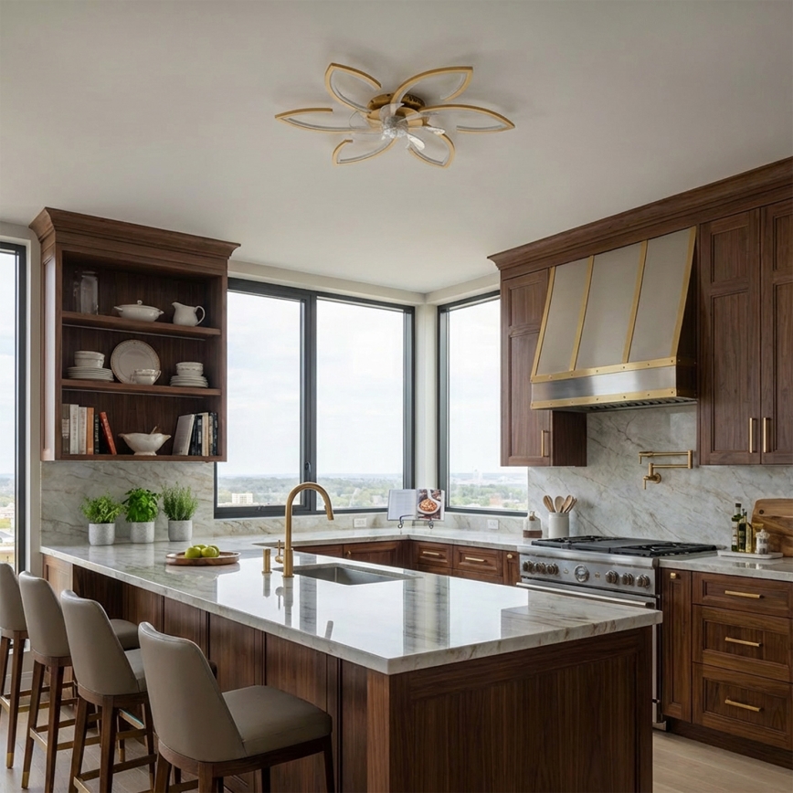 Brilagi - hämardatav LED-laeventilaator LED/34W/230V, läbimõõt 78 cm, kuldne + kaugjuhtimispult