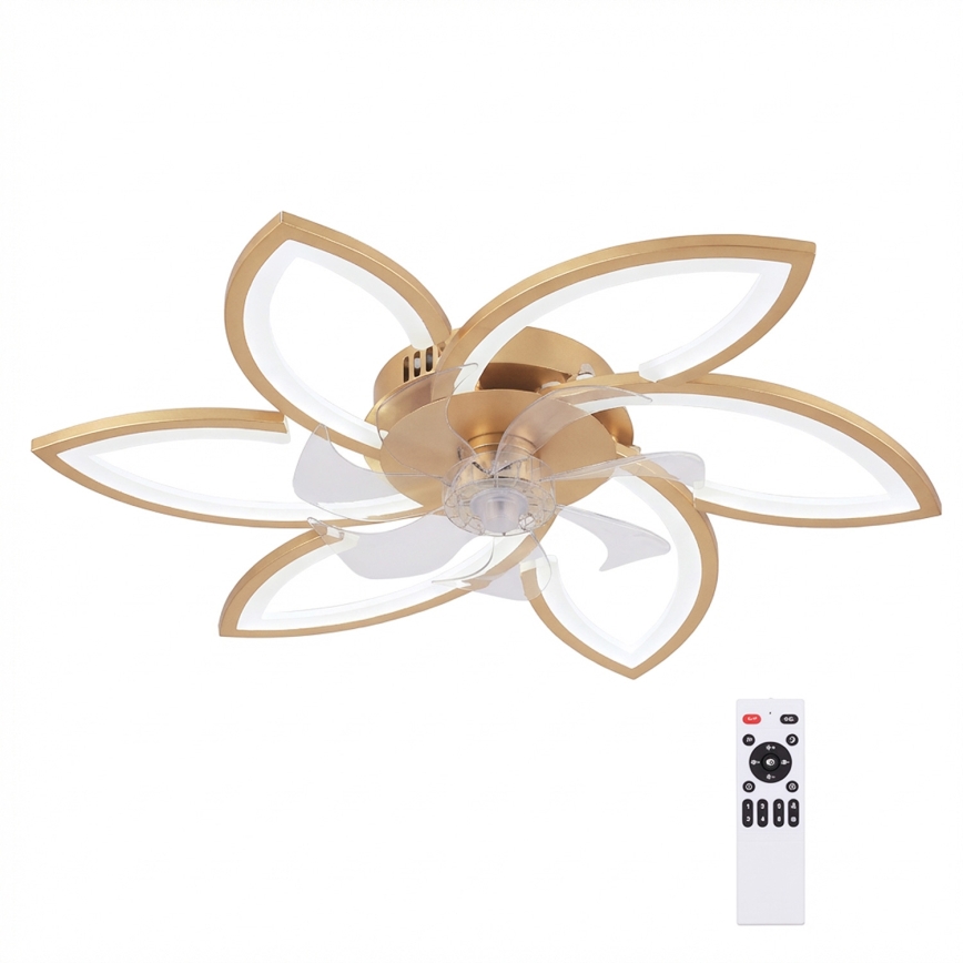 Brilagi - hämardatav LED-laeventilaator LED/34W/230V, läbimõõt 78 cm, kuldne + kaugjuhtimispult