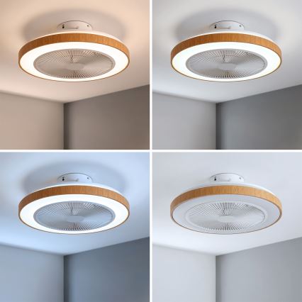 Brilagi - hämardatav LED-laeventilaator, 38 W, 230 V, 50 cm, valge/pruun + kaugjuhtimispult