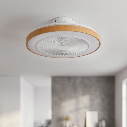 Brilagi - hämardatav LED-laeventilaator, 38 W, 230 V, 50 cm, valge/pruun + kaugjuhtimispult