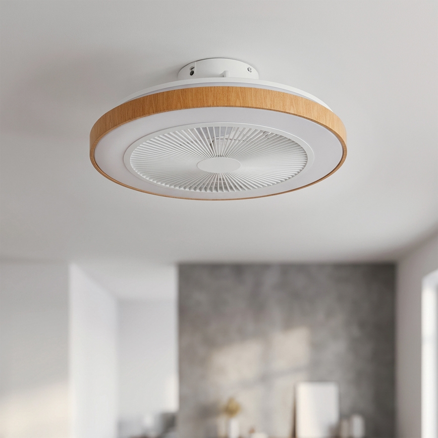 Brilagi - hämardatav LED-laeventilaator, 38 W, 230 V, 50 cm, valge/pruun + kaugjuhtimispult
