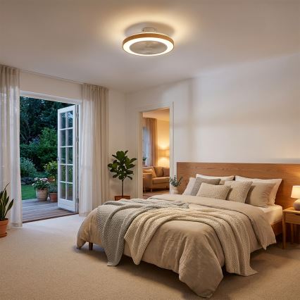 Brilagi - hämardatav LED-laeventilaator, 38 W, 230 V, 50 cm, valge/pruun + kaugjuhtimispult