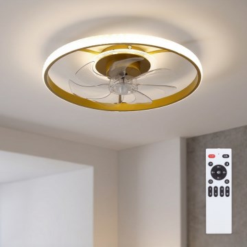 Brilagi - LED hämardatav laeventilaator LED/66W/230V 3000-6500K läbimõõt 55 cm valge/kuldne + kaugjuhtimispult