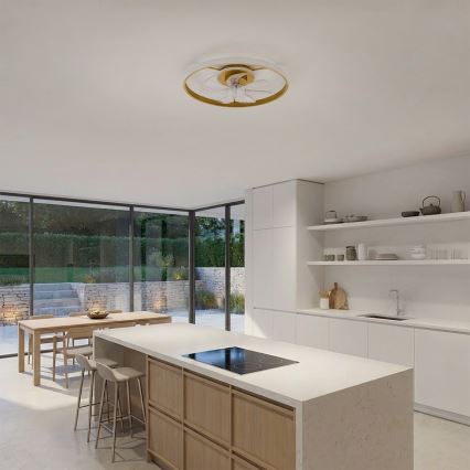 Brilagi - LED hämardatav laeventilaator LED/66W/230V 55 cm valge/kuldne + kaugjuhtimispult