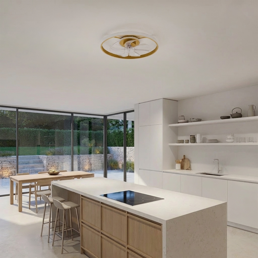 Brilagi - LED hämardatav laeventilaator LED/66W/230V 55 cm valge/kuldne + kaugjuhtimispult