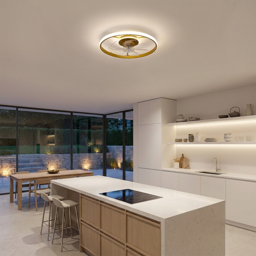 Brilagi - LED hämardatav laeventilaator LED/66W/230V 55 cm valge/kuldne + kaugjuhtimispult