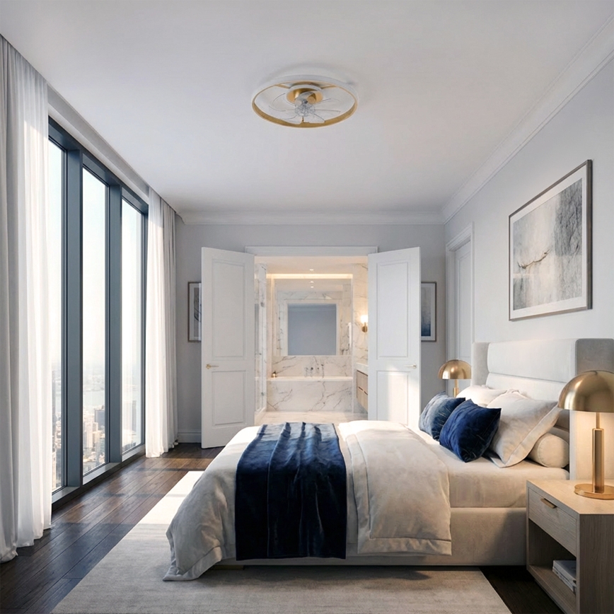 Brilagi - LED hämardatav laeventilaator LED/66W/230V 55 cm valge/kuldne + kaugjuhtimispult