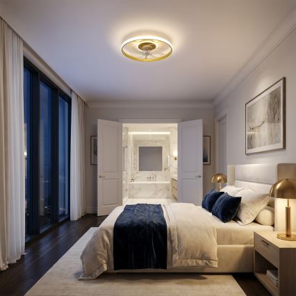 Brilagi - LED hämardatav laeventilaator LED/66W/230V 55 cm valge/kuldne + kaugjuhtimispult