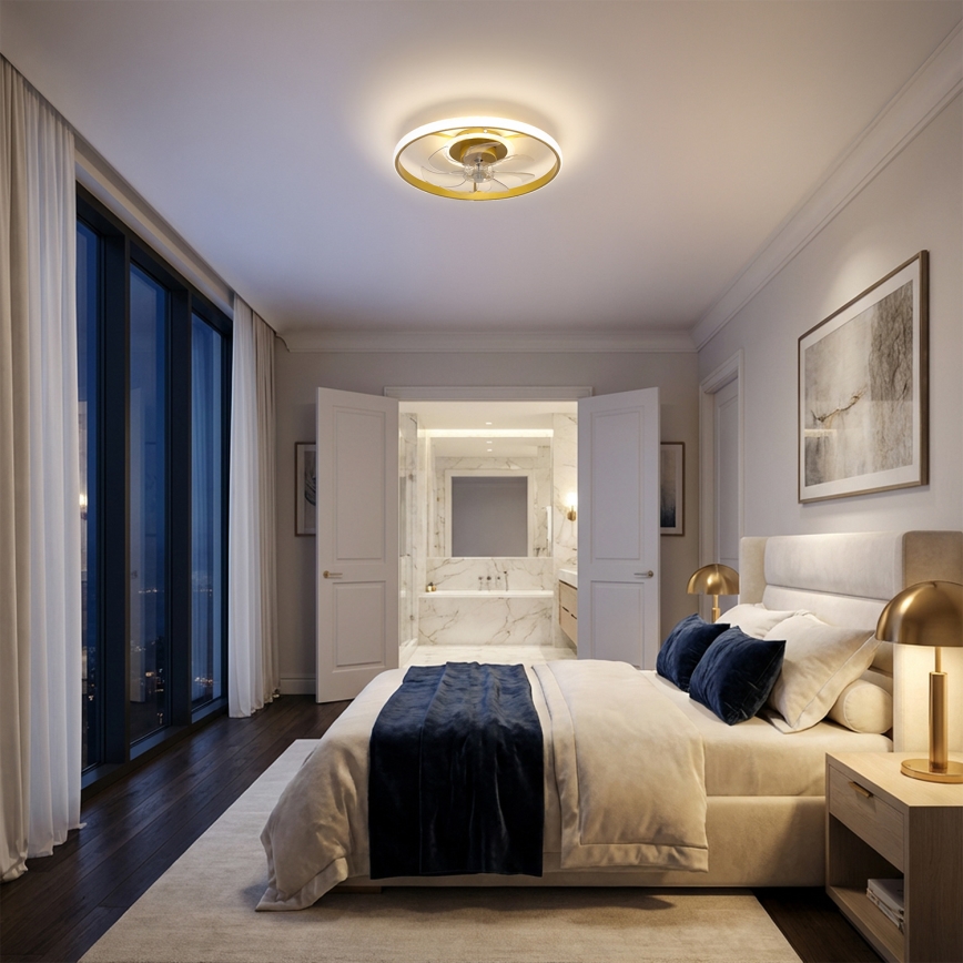Brilagi - LED hämardatav laeventilaator LED/66W/230V 55 cm valge/kuldne + kaugjuhtimispult