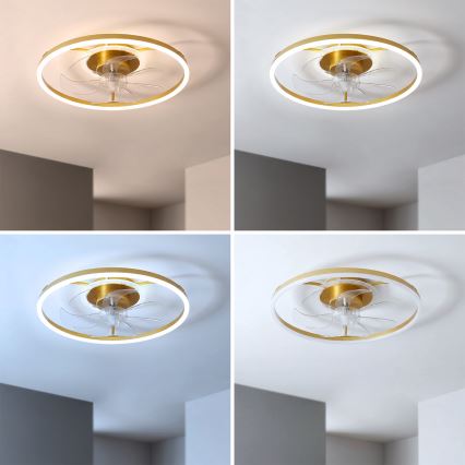 Brilagi - hämardatav LED laeventilaator LED/66W/230V 55 cm valge/kuldne + kaugjuhtimispult