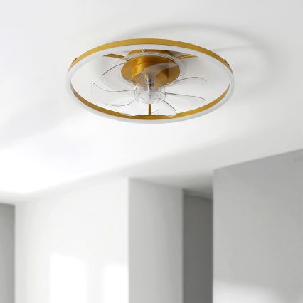 Brilagi - hämardatav LED laeventilaator LED/66W/230V 55 cm valge/kuldne + kaugjuhtimispult
